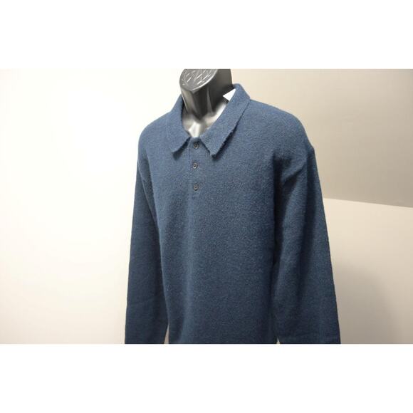 Old Navy Polo Sweater Blue "Wool Feel" Polyester Nylon Stretch Mens Size 2XL NWT - Picture 1 of 7